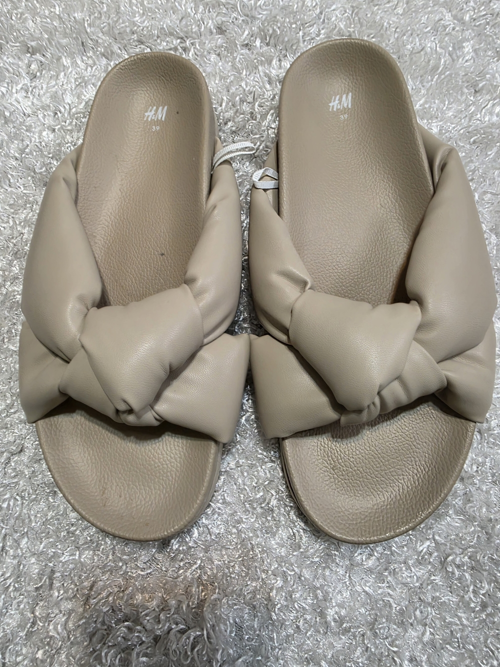 H&M Women's Padded Knotted Slide Sandals in Taupe